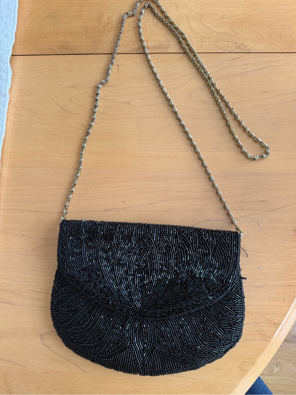 Vintage La Regale Black Beaded Sequined Evening Clutch / Purse